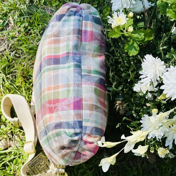 Coach Poppy Daisy Madras Pastel Tartan Plaid Crossbody Purse - Picture 7 of 16